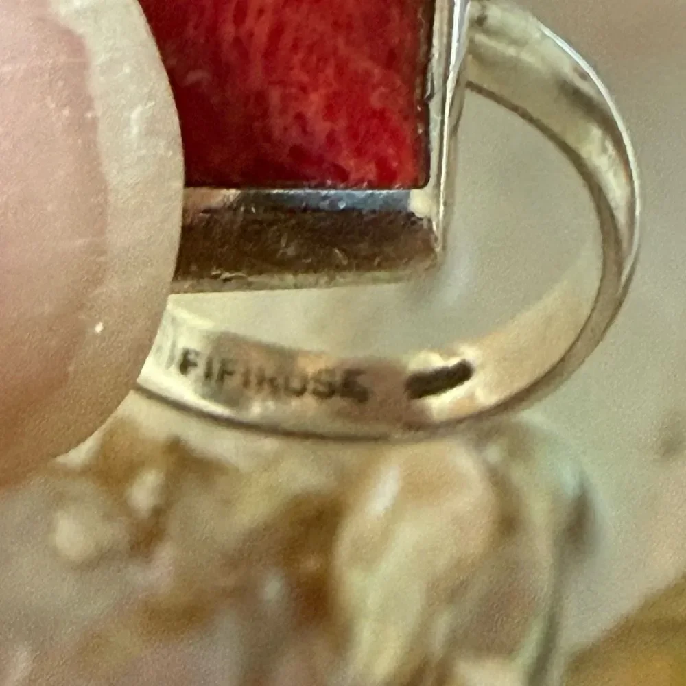 Red Coral Fifi Rose sterling silver ring
